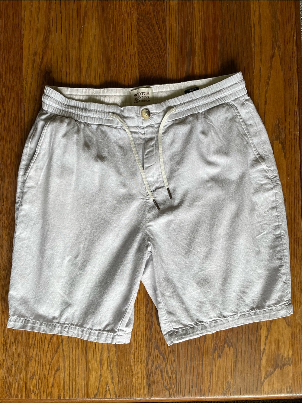 Scotch & Soda Light Grey Men's Drawstring Cotton and Linen Hybrid Shorts